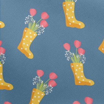 Dots Of Rain Boots Flowers Pongee