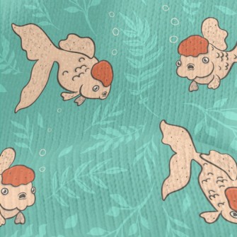 Goldfish Swimming Around Stretch Jersey
