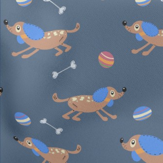 Chasing Ball Puppy Lightweight Cotton Poplin
