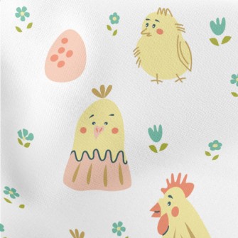 Kind Rooster And Chicks Lightweight Cotton Poplin