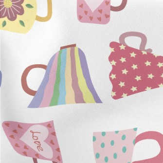 Special Pattern Coffee Cup Lightweight Cotton Poplin