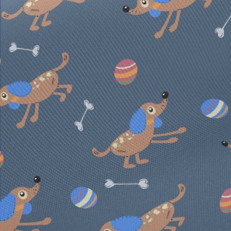 Chasing Ball Puppy Midweight Cotton Poplin