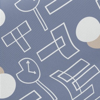 Geometric Square Circle Midweight Cotton Poplin