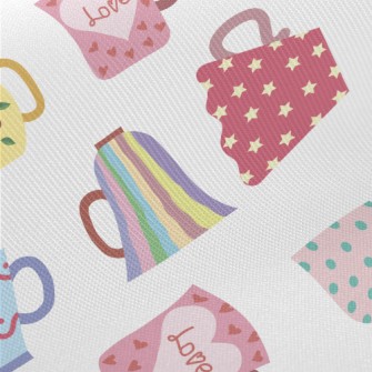 Special Pattern Coffee Cup Midweight Cotton Poplin