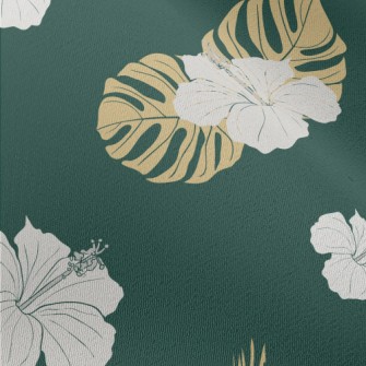 Tropical Leaves Hibiscus Chiffon