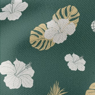 Tropical Leaves Hibiscus Waterproof Canvas