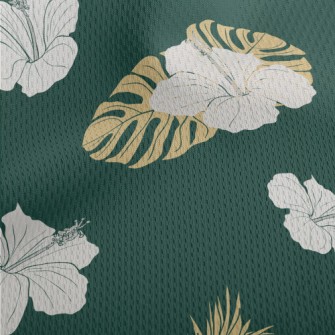 Tropical Leaves Hibiscus Athletic Mesh Flat Back