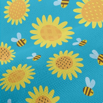 Sunflowers And Bees Performance Linen