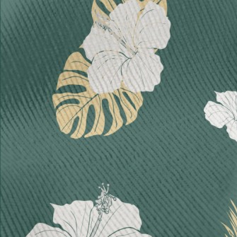 Tropical Leaves Hibiscus Standard Corduroy