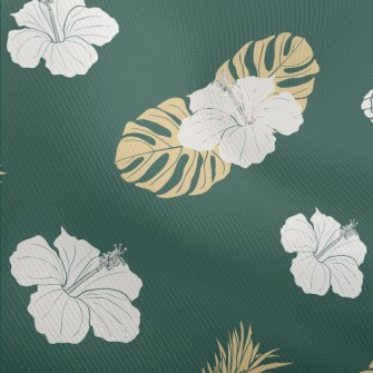 Tropical Leaves Hibiscus Dobby