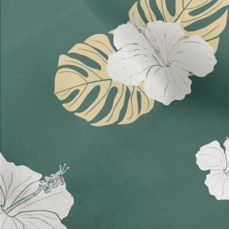 Tropical Leaves Hibiscus Micro Fleece