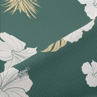 Tropical Leaves Hibiscus Piqué