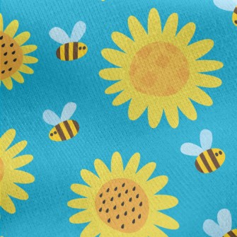 Sunflowers And Bees Jersey Backed Fleece