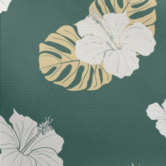 Tropical Leaves Hibiscus Pongee