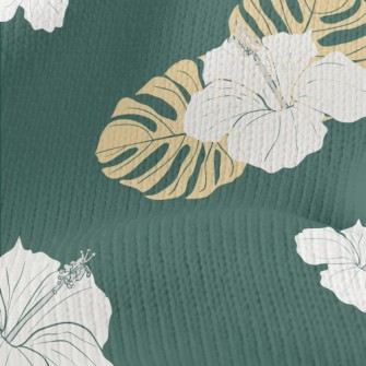Tropical Leaves Hibiscus Stretch Jersey