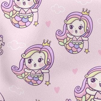 Playful Mermaid Princess Lightweight Cotton Poplin