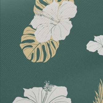 Tropical Leaves Hibiscus Midweight Cotton Poplin
