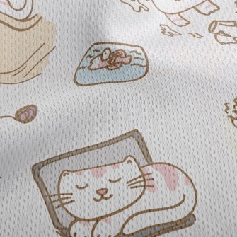 Cute Daily Routine Of Cats Athletic Mesh Flat Back