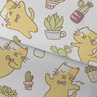 Dancing Cat And Potted Plant Waterproof Oxford