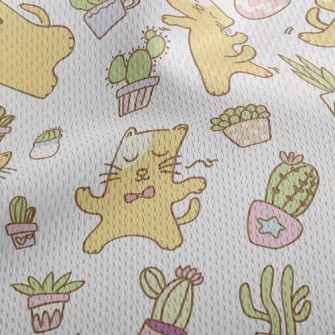 Dancing Cat And Potted Plant Athletic Mesh Flat Back