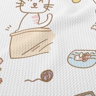 Cute Daily Routine Of Cats Birdseye Piqué