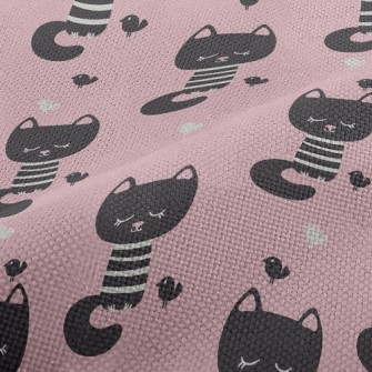 Shy Black Cat With Eyes Closed Performance Linen