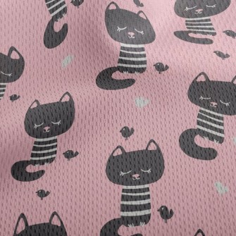 Shy Black Cat With Eyes Closed Athletic Mesh Flat Back