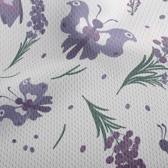 Flower Butterfly With Lavender Athletic Mesh Flat Back