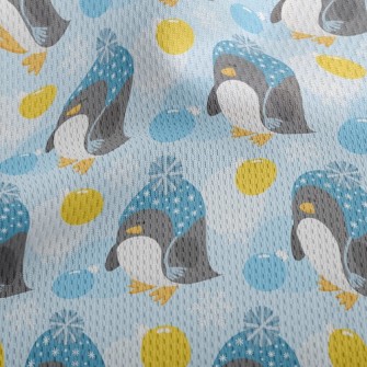 Penguin In Furry Hat Athletic Mesh Flat Back