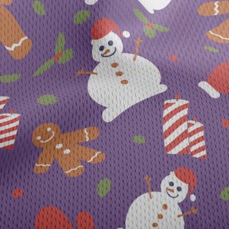 Cute Snowman Gingerbread Man Athletic Mesh Flat Back