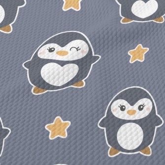Cute Winking Penguin Birdseye Piqué