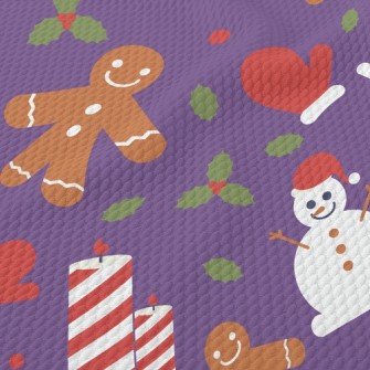 Cute Snowman Gingerbread Man Birdseye Piqué
