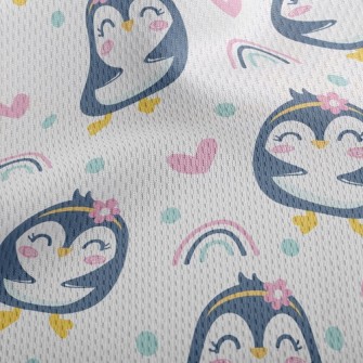 Grinning Penguin Girl Athletic Mesh Flat Back