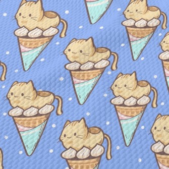 Popsicle Cone And Kitten Birdseye Piqué