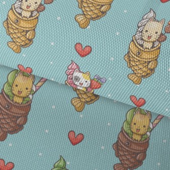 Kitten Taiyaki Ice Cream Waterproof Oxford