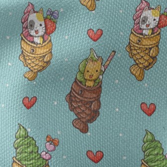 Kitten Taiyaki Ice Cream Waterproof Canvas
