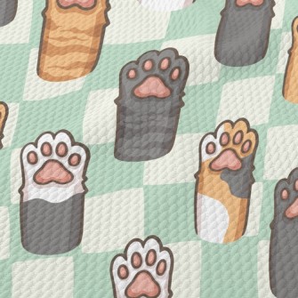 Cute Cat Paw Birdseye Piqué