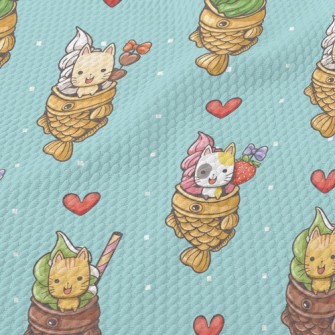 Kitten Taiyaki Ice Cream Birdseye Piqué