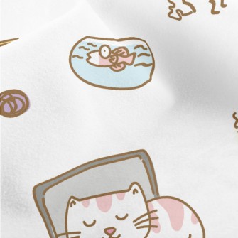 Cute Daily Routine Of Cats Micro Fleece