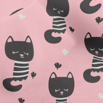 Shy Black Cat With Eyes Closed Micro Fleece