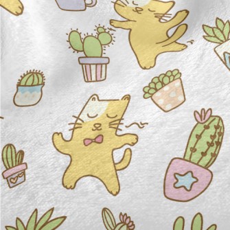 Dancing Cat And Potted Plant Minky