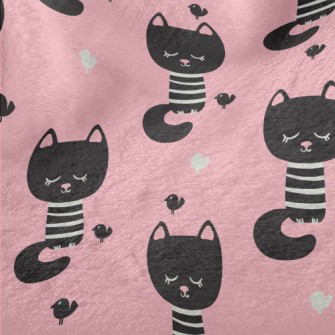 Shy Black Cat With Eyes Closed Minky