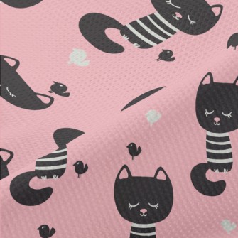 Shy Black Cat With Eyes Closed Piqué