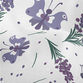 Flower Butterfly With Lavender Lightweight Performance Linen