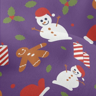 Cute Snowman Gingerbread Man Lightweight Performance Linen