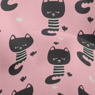 Shy Black Cat With Eyes Closed Lightweight Performance Linen