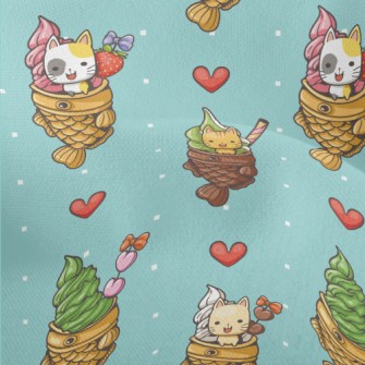 Kitten Taiyaki Ice Cream Lightweight Performance Linen