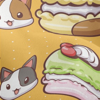 Cats Love Colorful Macarons Lightweight Performance Linen