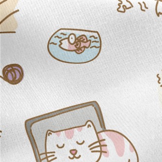 Cute Daily Routine Of Cats Jersey Backed Fleece