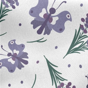 Flower Butterfly With Lavender Jersey Backed Fleece